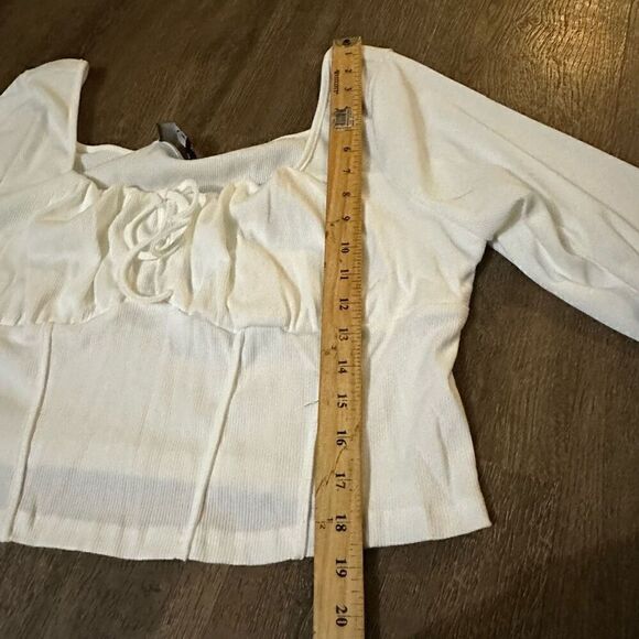 Cider Recycled Fabric Solid Rib Knotted Corset Style Top Long Sleeve Crop Sz 3XL - Picture 8 of 8